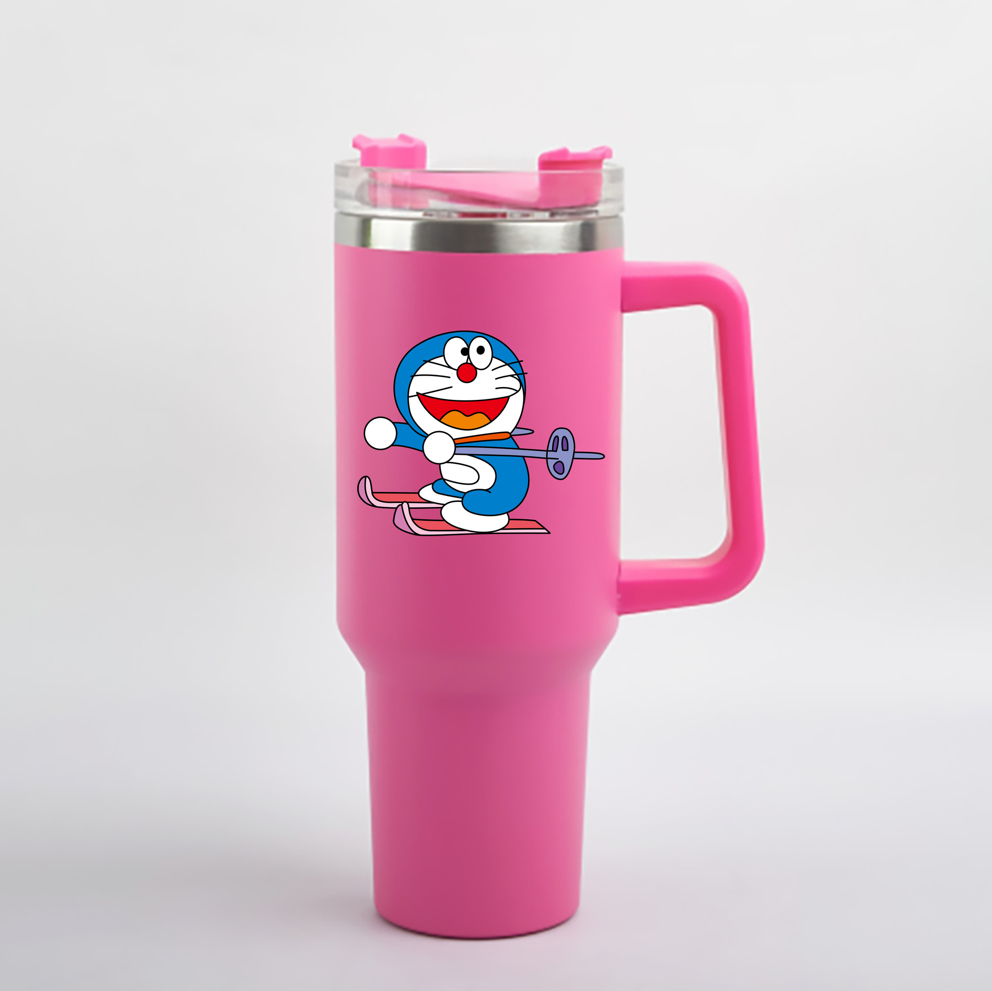 （画像用） ドラえもん Doraemon 1200mL車用タンブラー - クリスタルステッカー（プラスチックストロー付き）